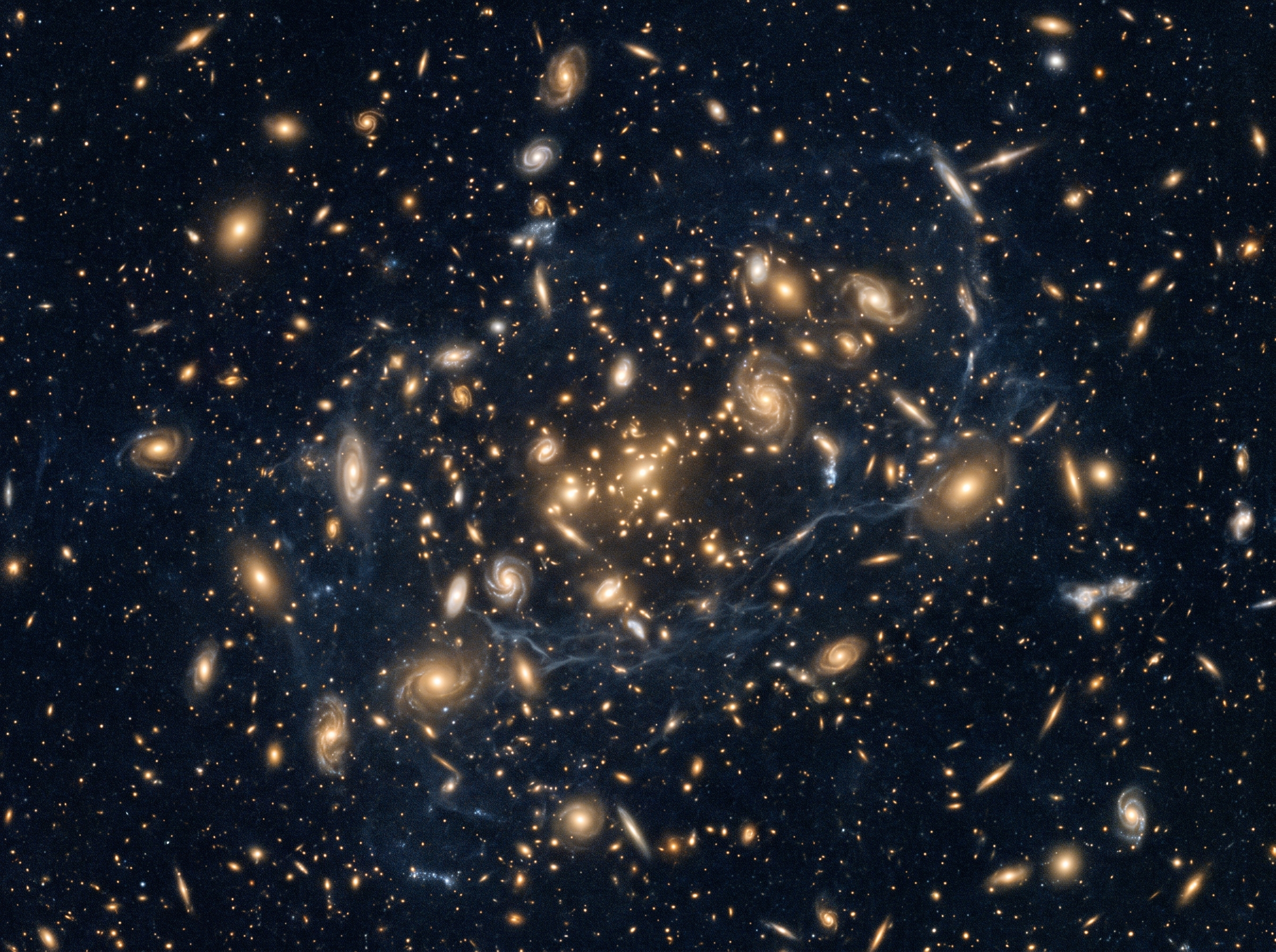 Web of galaxy clusters forming a long branching filament in space